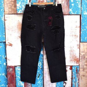 Women's No Boundaries Super High Rise 90's Jean Relaxed Fit SIZE 15 Black NEW